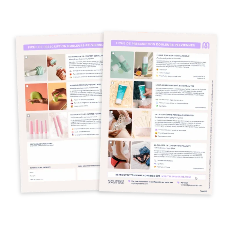 Lot de 25 fiches de prescription douleurs pelviennes